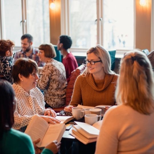 Book Group small People talking holding books